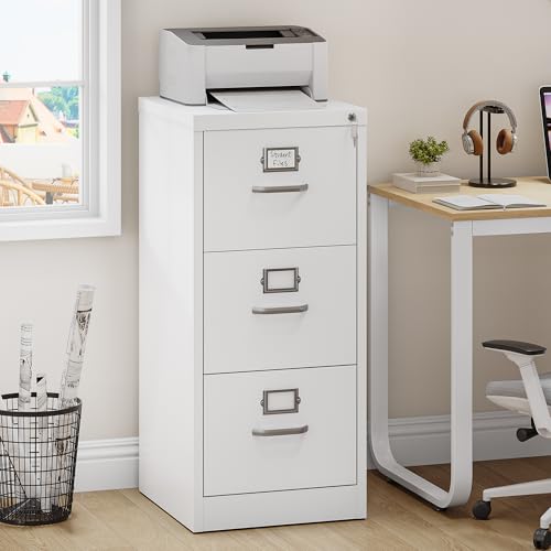 Lockable Vertical File Cabinet with 3 Drawers for Home Office - Image 2