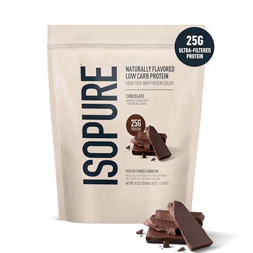 Image of Isopure Low Carb 100% Pure Whey Isolate Protein Powder, Lactose Free, Gluten Free, With Vitamins, Dark Chocolate, 25g Protein Per Serving, 1 Lb, 14 Servings (Packaging May Vary) | 25g Protein Per Serving, 100% Whey Protein Isolate, Lactose Free, Gluten Free, with Added Vitamins, 5 or Less Ingredients