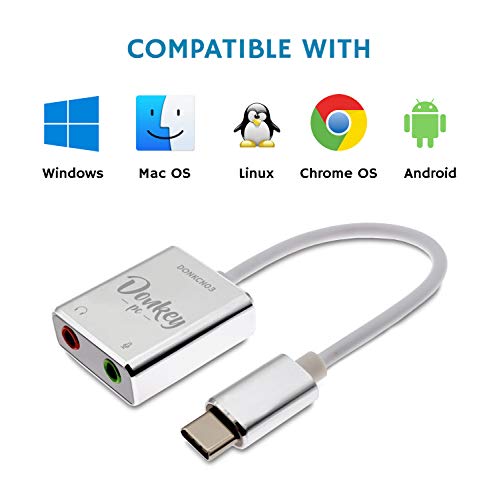 Donkey pc Externe geluidskaart met USB-C naar 3,5 mm jack voor hoofdtelefoonuitgang en micro-ingang, audio-adapter USB C… - Image 4