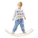 FUNPENY Wooden Balance Board, Wobbel Balance Board Kid Yoga Board Curvy Board Wooden Rocker Board, 31 Inch Kid Size Wooden Style