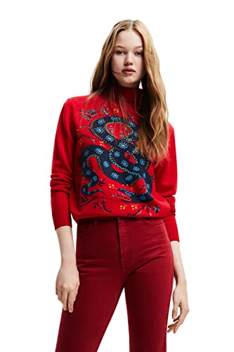 Desigual Redagainst Jers_Tula 3193 Red Against Pull Sweater, Rouge, M Femme Cover