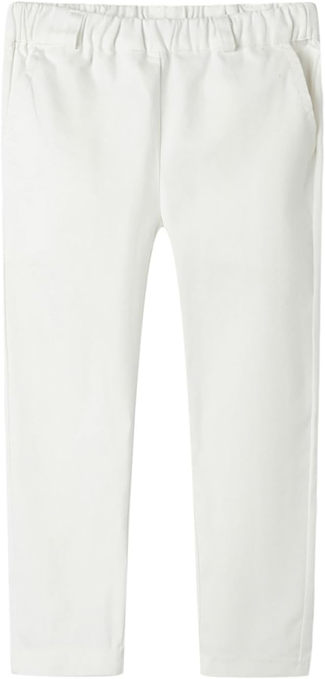 Mud Kingdom Boys Chino Pants School Uniform Cotton Plain Pull On Flat Front Relaxed Skinny 4T-Size 12