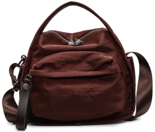 Lightweight Nylon Crossbody Bag Women Cute Small Slouchy Tote Purse Top Handle Shoulder Handbag Zip Pocket Compact Satchel