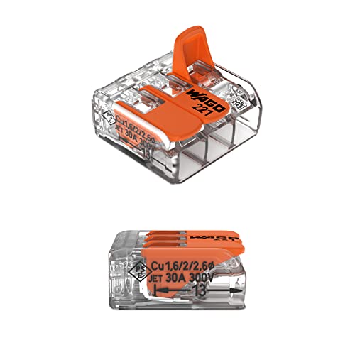Wago 221-613 Lever-Nuts® - 3-Conductor Compact Splicing Connectors For 10 Awg (Box Of 30) #TOP1