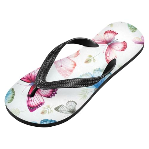 Women Beach Summer Casual Flip Flop Colorful Butterfly Quick Dry Sandals Slipper for Men 214B3008