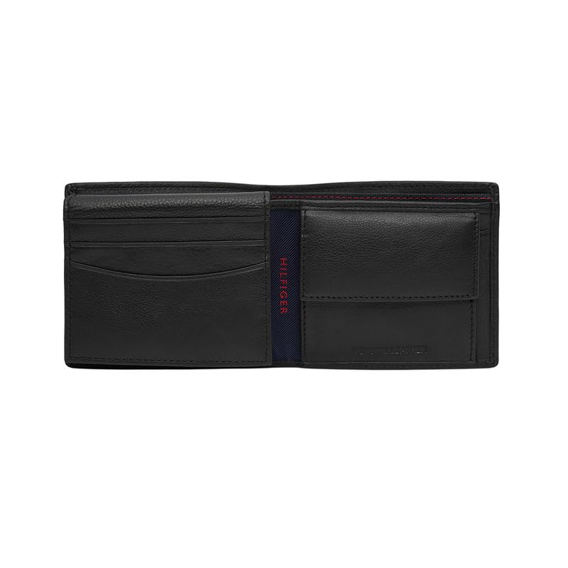 Image of Tommy Hilfiger Men's Leather Wallet Glasgow - Black | Pebbled Texture | Multicard & Coin Utility | Stylish Purse for Men