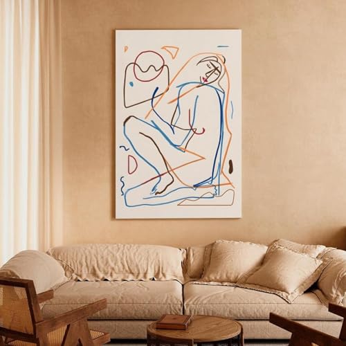 Toile dessin abstrait femme allongée 30x45cm XINBAO pour décoration salon - 5
