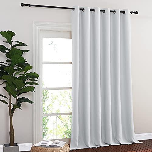 NICETOWN Greyish White Sliding Door Curtain 118 inch Length, Grommet Room Darkening Thermal Curtain Extra Long Sound Dampening for Living Room/Bedroom, W80 x L118, 1 Panel