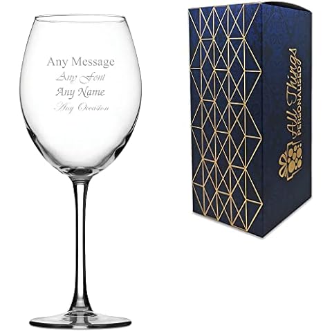 Personalised Engraved Enoteca 19oz Large Wine Glass, Personalise with Any Message for Any Occasion, Stylize with a Variety of Fonts, Gift Box Included, Laser Engraved Cover