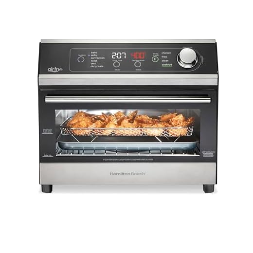 Hamilton Beach Digital Air Fryer Toaster Oven Combo, 10 Ways to Cook, 4 Preset Functions, Stay On & 1800 Watts, LED Capacitive-Touch Controls, 2 Rack Positions, Fits 12” Pizza, Black & Stainless Steel