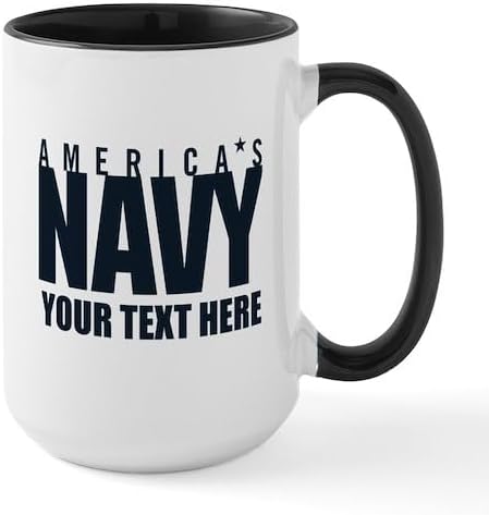 CafePress Custom Personalized Personalized America's Navy Large Mug 15 oz (444 ml) Ceramic Coffee Mug