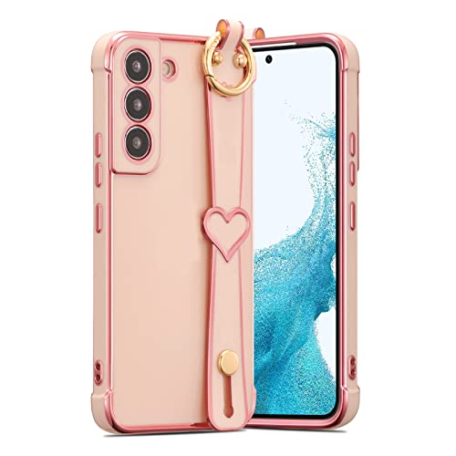Coque Galaxy S21 antichoc rose avec poignée silicone pour selfies et vidéos