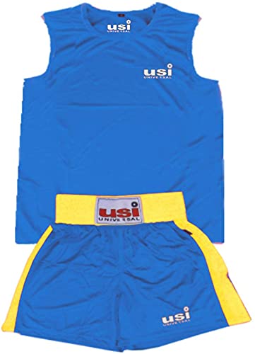 usi universal the unbeatable USI Men's Wushu Dress Sleeveless Vest Shorts Uniform Breathable Blue - Red (Blue, 36)-picture-55