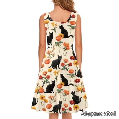 Image of Renewold Women's Sleeveless Tank Dress with Pockets, Casual Scoop Neck A-Line Sundress for Summer, Travel and Vacation