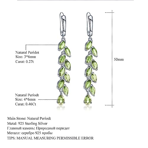 Kemstone S925 Sterling Silver Leaf Dangle Earrings with Natural Peridot/Garnet2