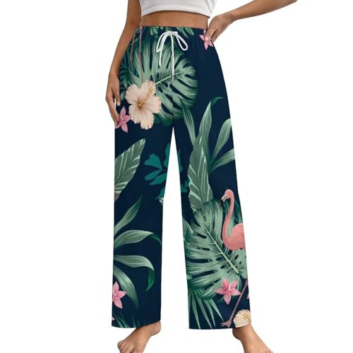 Pantalon de pyjama femme flamant rose vert S bas de nuit léger vêtement homewear