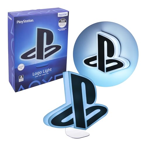 PlayStation Logo Licht - Offiziell lizenziertes Merchandise mit 3 Lichtmodi, schallreaktive Stimmungsbeleuchtung für Gaming- oder Bürodekoration, Geschenk für Gamer, betrieben mit USB oder Batterie