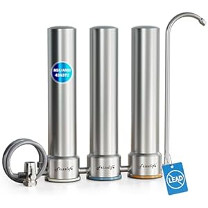 Frizzlife TS99 Countertop Water Filter System, NSF 42&372 Certified 9-Stage Stainless Steel Faucet Water Filtration, 0.5 Micron Elements Reduces 99.99% Lead, Chlorine, Heavy Metals, Bad Tast
