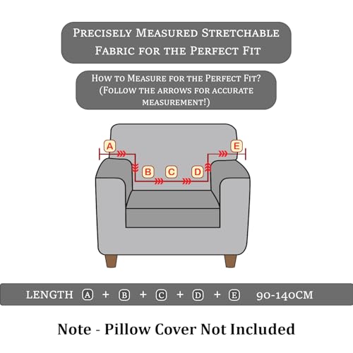 Image of Lukzer 1 Seater Jacquard Sofa Cover with 360 Frill Skirt - Pastel Deep Maroon Grid Maze | 240 GSM Stretchable Anti-Slip Fully Covered Universal Couch Cover for Living Room (90-140CM /SC-109-01F)