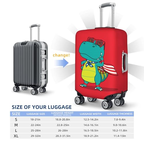 USA Confident Superhero Dino Travel Luggage Covers - Elasticity Suitcase Covers Protector for Luggage 18-32 Inch2