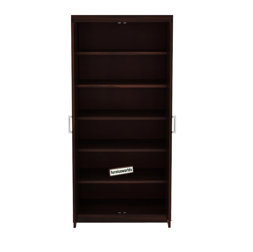 Image of Sheesham Wood Wardrobe with 2 Door and 6 Shelves Storage for Bedroom Wooden Almirah for Clothes for Living Room Bedroom Home, Solid Wood Furniture (Walnut Finish)