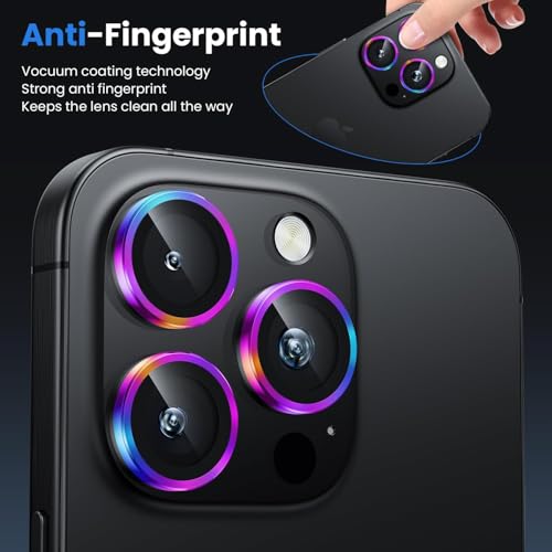 Image of CLITZ for iPhone 16 Pro /16 Pro Max Camera Lens Protector Original Individual Lens Screen Protector | 9H Hardness, Scratch-Resistant, Case Friendly (Colorful)