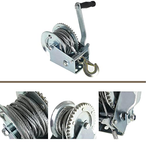 Winche manual de acero 1600 lbs con cable acero 10 m miniatura 4