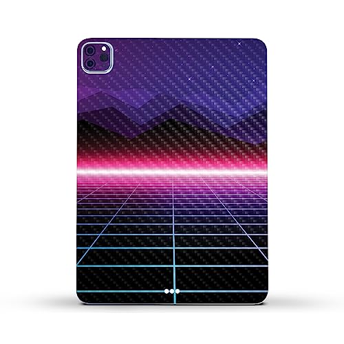 Image of MightySkins Carbon Fiber Skin Compatible with Apple iPad Pro 11 inch M2 4th Gen (2022) Full Wrap Kit - Synthwave | Protective, Durable Textured Carbon Fiber Finish | Easy to Apply | Made in The USA