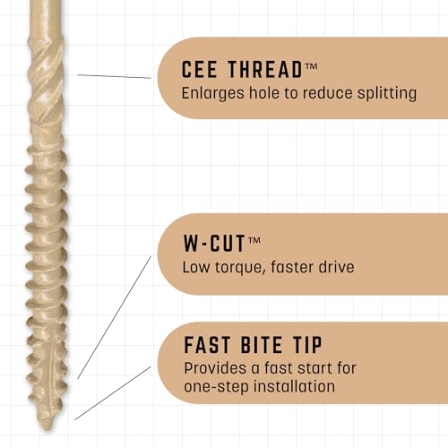 GRK Fasteners Deck Elite #9 x 2-1/2 Inch Decking Screws, 100 PCS, Corrosion Resistant Coating, Outdoor Fencing, Railing, and Deck Fasteners, Fast Bite Tip, Star Drive Recess, T-25 Bit Included, Tan by GRK - Image 3