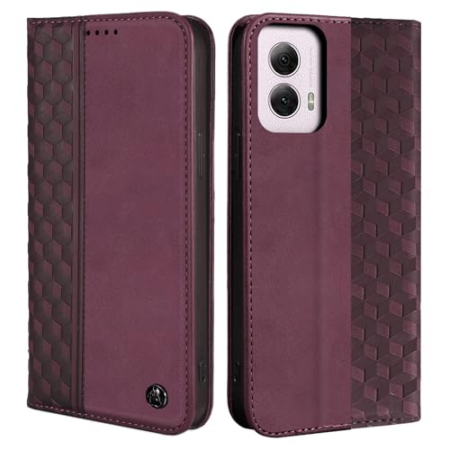 CXTcase Coque pour Motorola Moto G Power (2024), Housse en Cuir PU Pochette Portefeuille Magnétique Etui de Protection, Flip Case pour Motorola Moto G Power (2024), Vin...