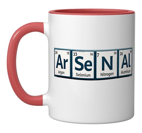 Taza cerámica Arsenal con elementos periódicos rojo/blanco miniatura 1