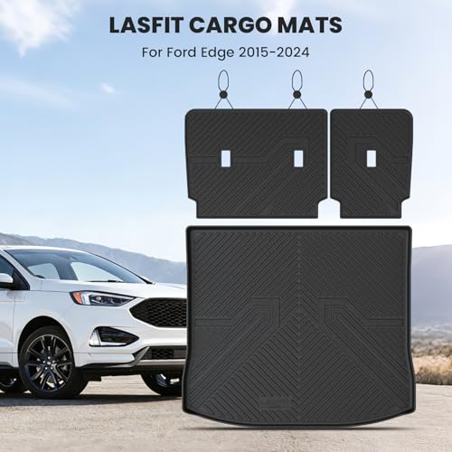 Image of LASFIT Floor Mats&Cargo Backrest Mat for Ford Edge 2015-2024 | Floor Liners Costom Fit All Weather Protection TPE Easy Clean, Keep Your Car Trunk Clean and Tidy,1pcs.