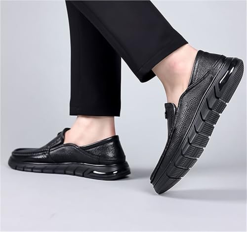 Mens Slip On Perforated Leather Loafers Summer Breathable Lambskin Soft Sole Casual Shoes Lightweight Driving Shoes4
