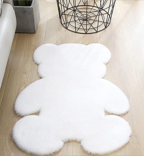 KRIPINC Bear Faux Sheepskin Rug, Animal Faux Fur Rug, White Fluffy Carpet, Kids Carpet - Image 2