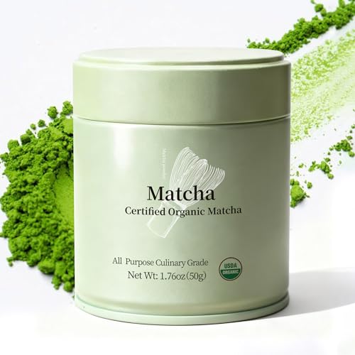 MatchAdmire Premium First Harvest USDA Certified Organic Green Tea Matcha Powder, Rich Flavor, 100% Vegan with No Fillers, Radiation-Free (50g Culinary Grade Matcha)