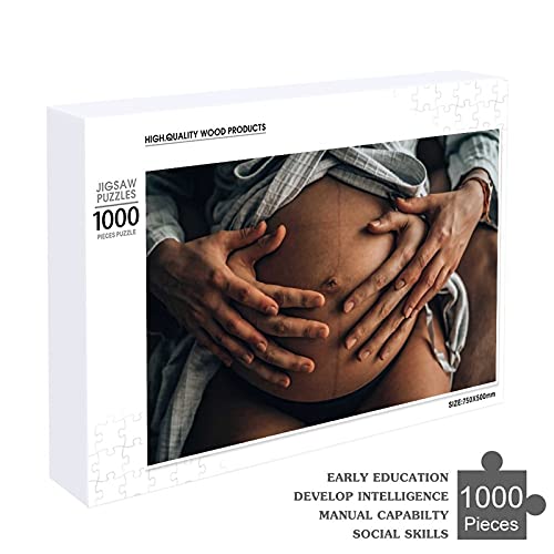 Houten puzzel 1000 PCS voor volwassenen en kinderen,Grappige ouders handen op zwangere buik moeilijke uitdaging… - Image 5