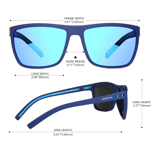 Image of ZENOTTIC Polarized Sunglasses for Men Lightweight TR90 Frame UV400 Protection Square Sun Glasses