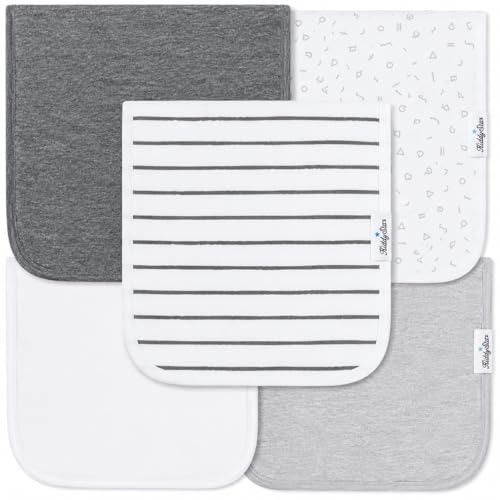 Image of KiddyStar 5 Pack Organic Cotton Burp Cloths, Soft 3 Layer Absorbent Towels for Newborn Feeding & Spit Up