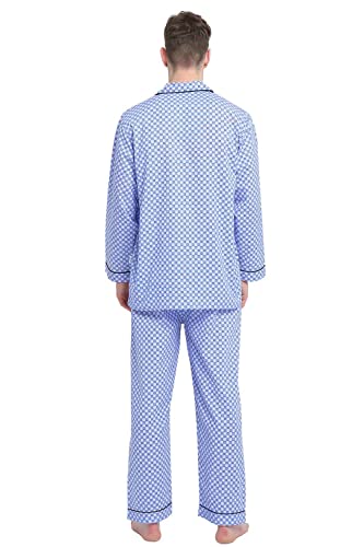 GLOBAL Men 100% Cotton Pajamas Set Button Down Pjs Long Sleeve Pajamas for Men Soft Comfy Sleepwear4