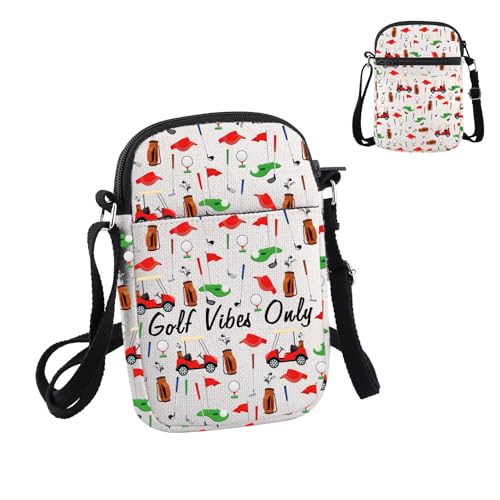 PWHAOO Golf Lover Gift Golf Vibes Only Crossbody Bag Golf Team Travel Bag Golf Player Gift