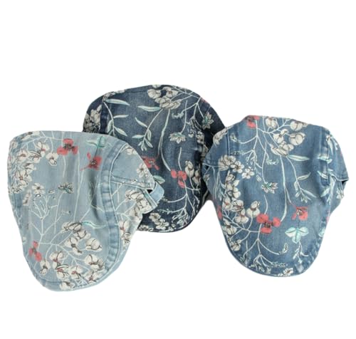 Image of Quanhaigou Unisex Denim Newsboy Hats Flat Ivy Gatsby Cabbie Driving Berets Hat Cotton Dad Cap for Men Women