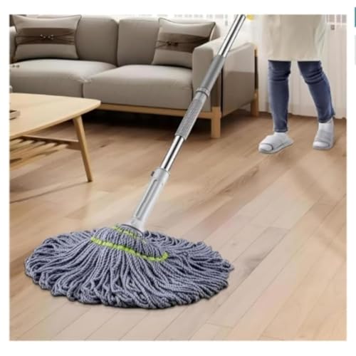 Image of Twist Mop with Long Handle | Super Absorbent Microfiber Floor Cleaning Mop | Easy Twist Wringing Wet & Dry Cleaner for Tile, Marble, Granite & Wooden Floors | Home, Kitchen & Bathroom Cleaning