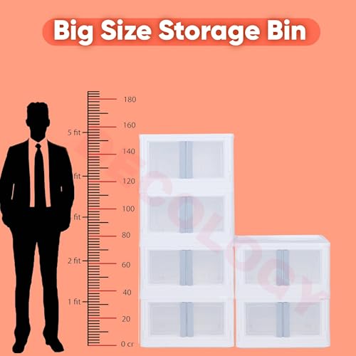 Image of DecoLogy Plastic Multipurpose Bookshelf Organiser Rack for Living Room, Kitchen, Bedroom, Office (Cupboard 2 Door : White, 5PCS)