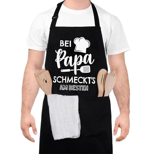 Livdouyu Lustige Kochschürze für Männer Grillschürze für Männer Professionelle Grillschürze Chefkoch Ehemann Küchenschürze mit Doppeltasche Verstellbar Geburtstagsgeschenk für Papa Opa(A)
