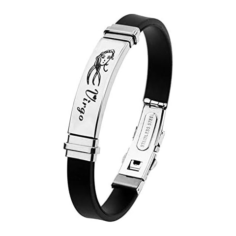 ODETOJOY Negro Constelación Escorpio Pulsera Hombre Acero Inoxidable Cover