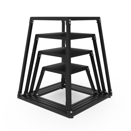 Garvee 12/18/24 /30Inch Steel Plyo Box Set for Exercise, Plyometric Jumping Box,Metal Exercise Step Up Box with Anti-Slip Surface for Home Gym, Black