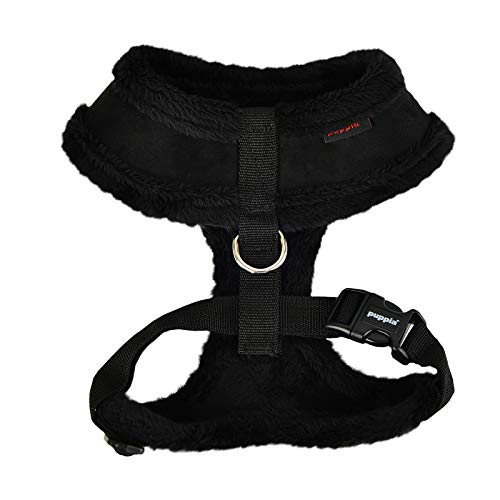 Puppia Hundegeschirr für kleine und mittelgroße Hunde - Terry Harness A - verstellbar und komfortabel Schwarz M (1er Pack)