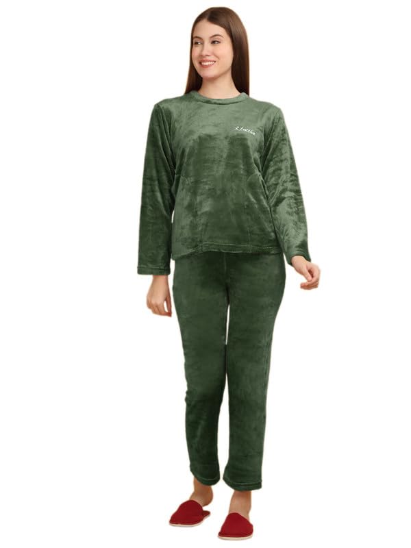 klotthe Women Green Solid Woolen Night Suit-picture-32