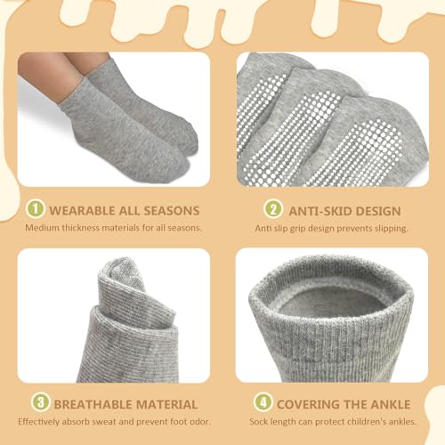Image of HYCLES Toddler Girl Socks, 12 Pairs Non Slip Ankle Toddler Socks for 1-7 Years Baby Girls Kids
