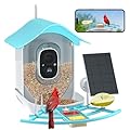 DOCOON Smart Bird Feeder with Camera, 2K HD AI Identify Birds Species, Bir d Watching Camera with Solar Panel, Auto Capture Bird Videos & Instant Notifications, Ideal Present for Bir d Lover, Blue